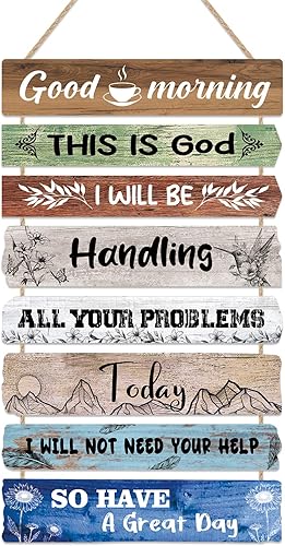 Miniatura 1 de CHDITB Letrero de madera con texto en inglés Good Morning This Is God, versículo bíblico, placa colgante de madera, citas inspiradoras retro, arte