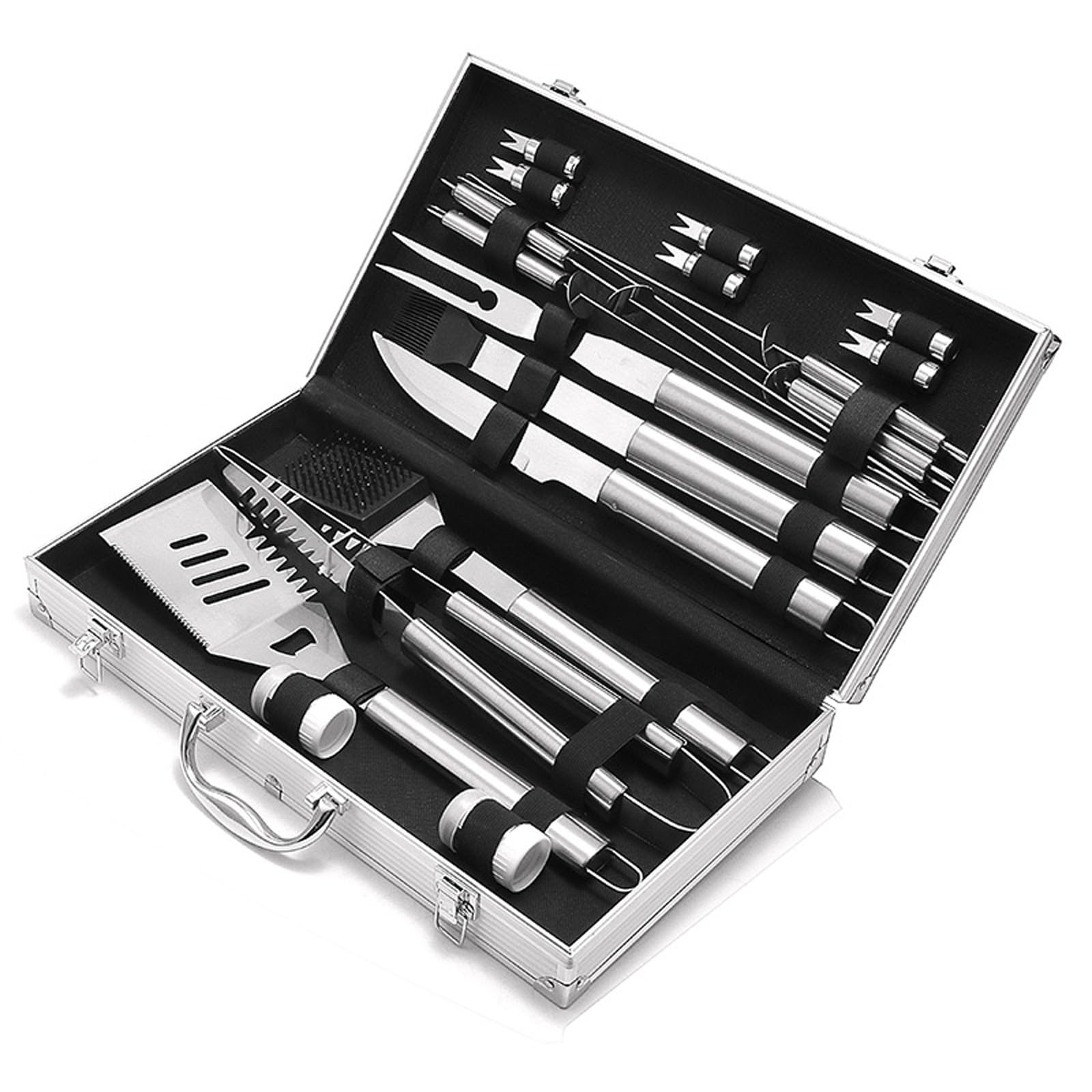 Kit Professionale BBQ con valigetta portatile set di utensili per barbecue Include: pinze per barbecue,spatola,forchetta da carne in acciaio inox Accessori per Utensili da Barbecue per Campeggio