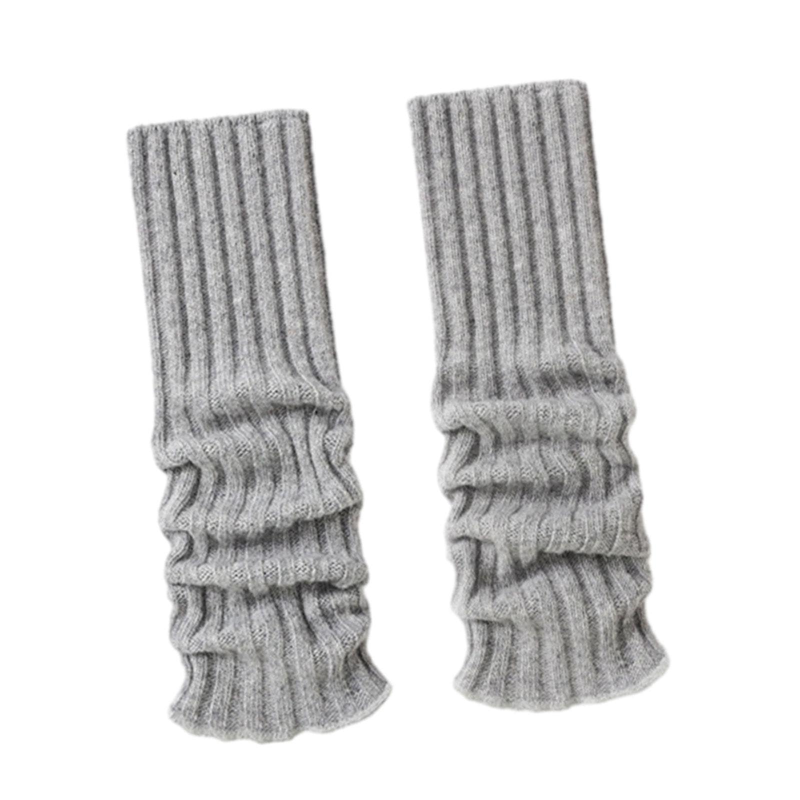 Calentadores de piernas de punto, medias altas góticas, para mujer, invierno, otoño, 44 cm, beige