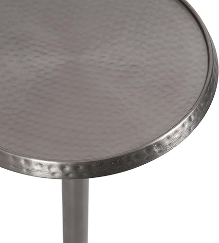 Miniatura 8 de Kate and Laurel Sanzo - Mesa moderna de pedestal para bebidas, 9 x 9 x 23 pulgadas, níquel antiguo, mesa auxiliar decorativa con mesa martillada