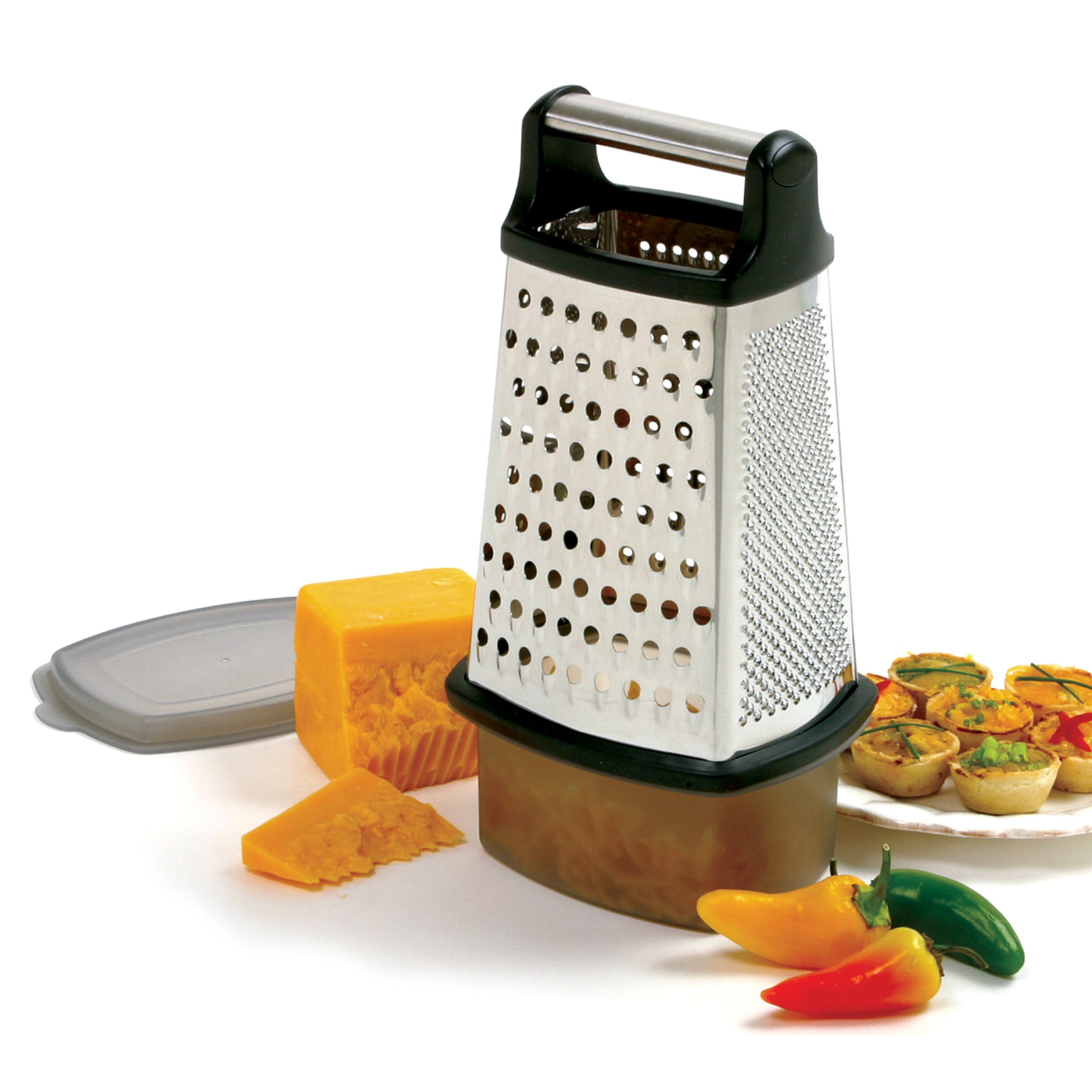 Norpro in Acciaio Inox, 4 Lati, Grattugia con Contenitore