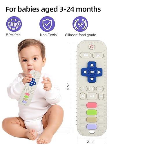 Miniatura 2 de Chuya Juguete mordedor de silicona para bebés, juguete para masticar con forma de control remoto para bebés de más de 3 meses, alivio de la