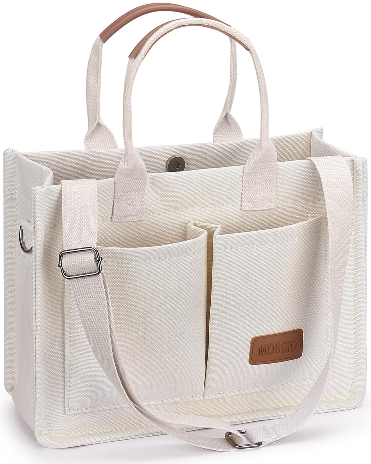 Mossio Large Canvas Tote Bag for Women with Pockets - Laptop Crossbody Work Tote Bag Everyday Bag Shoulder Purse Handbag