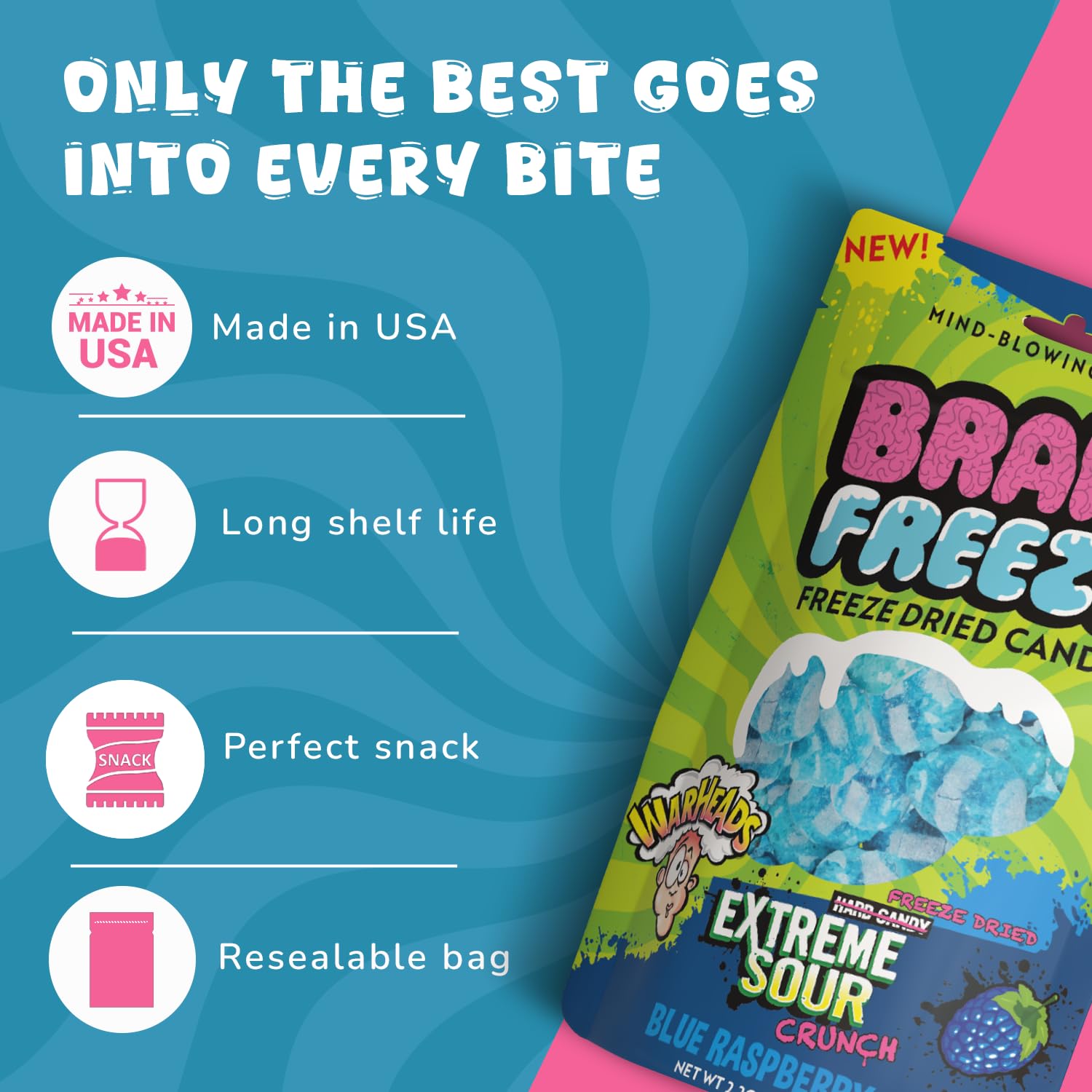 Amazon.com : BRAIN FREEZE by Warheads Blue Raspberry Dried Candy
