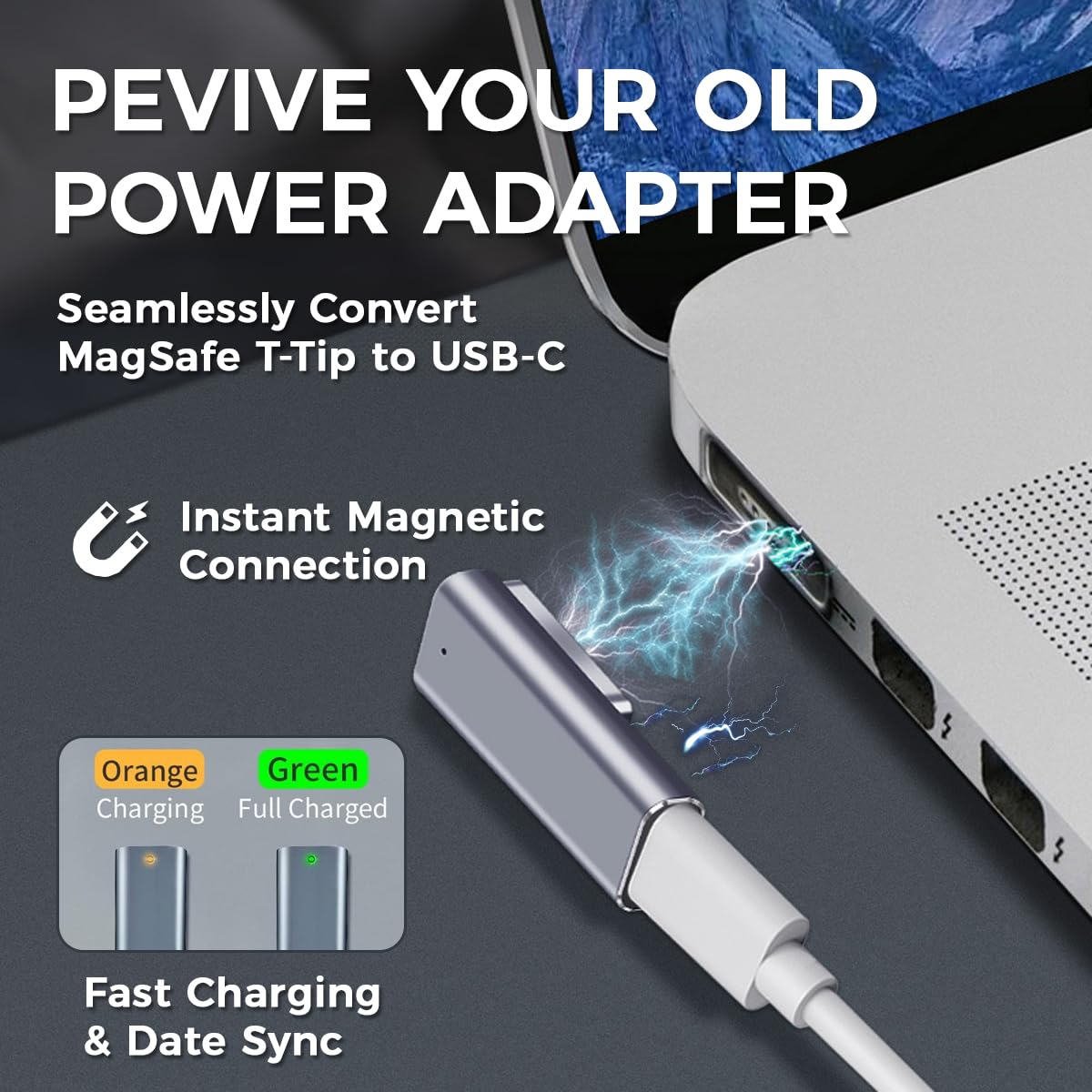 SUPERNIGHT Adattatore magnetico, punta a L, adattatore USB C, compatibile con Mags 1 MacBook Pro/Air SUPERNIGHT Adattatore magnetico, punta a L, adattatore USB C, compatibile con Mags 1 MacBook Pro/Air