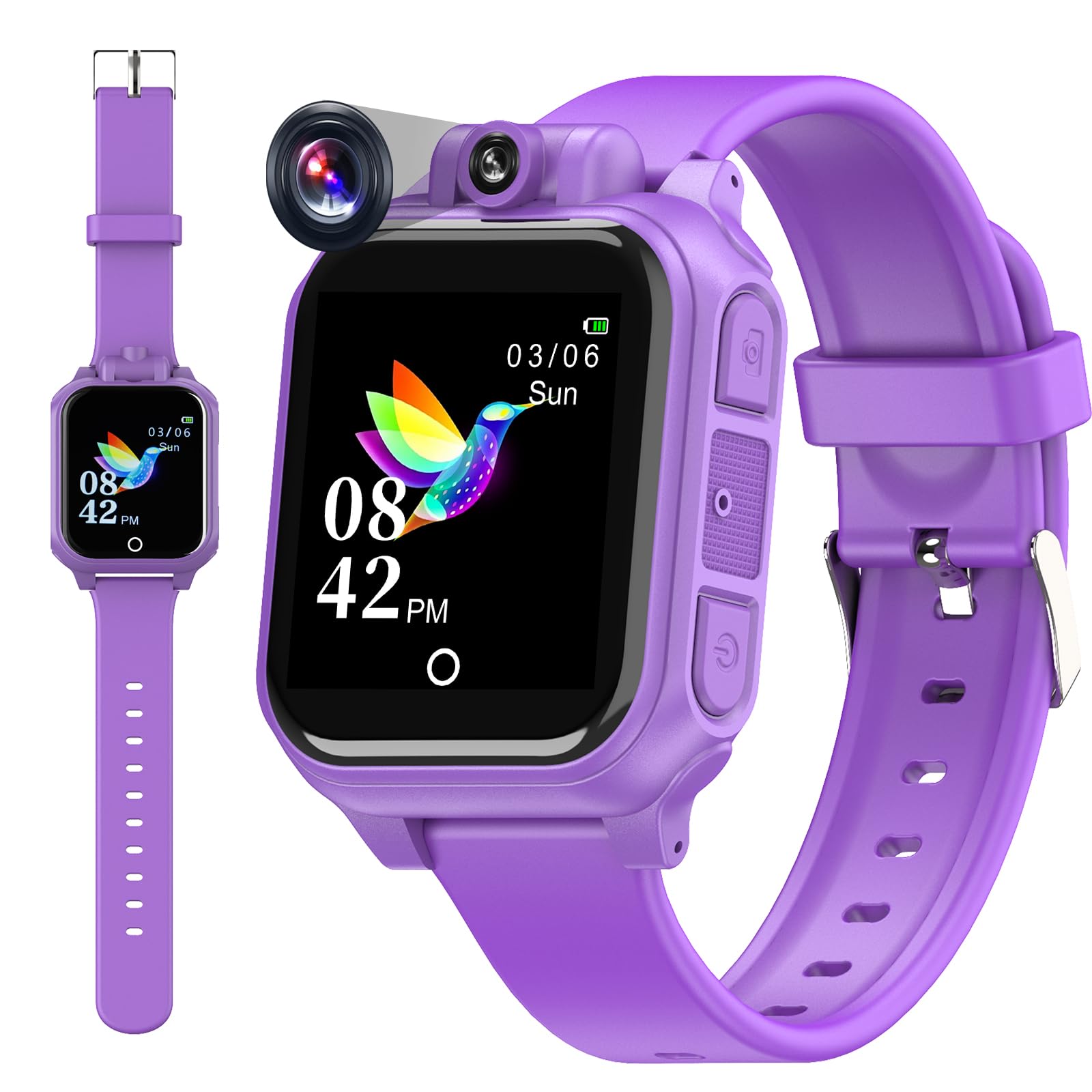 Diswoe Reloj Inteligente Niño Niña, Reloj Niños con Cámara Giratoria de 90 Grados,Música, Juegos, Podómetro, Despertador Yotras Funciones, Juguetes y Regalos para Niños y Niñas de 3 a 12 Años