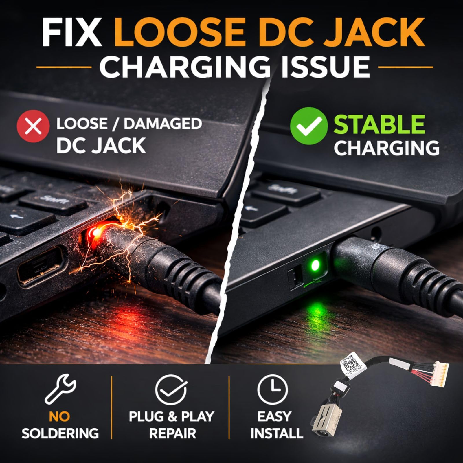 Amazon.com: DC Power Jack Charging Port Socket Plug in Cable with