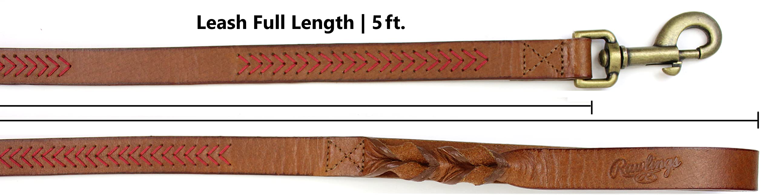 Rawlings | Laisse en Cuir pour Chien Baseball Stitch | 1,5 m | Marron Clair
