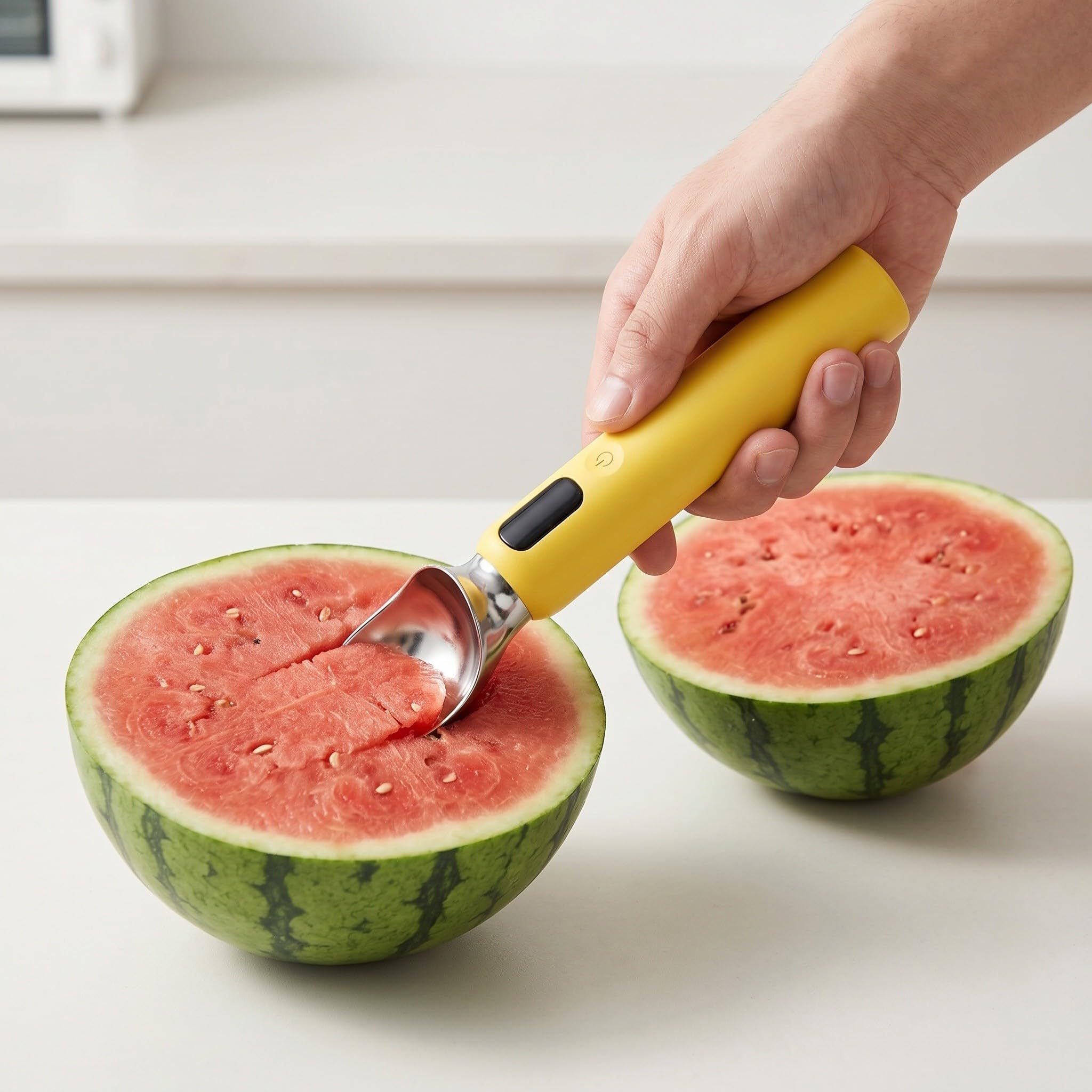 ibasenice Cuillère à glace chauffante rechargeable - Cuillère chauffante électrique à 3 niveaux de température - Chauffe jusqu'à 71 °C (160 °F) pour les glaces et gelatos - Rechargeable