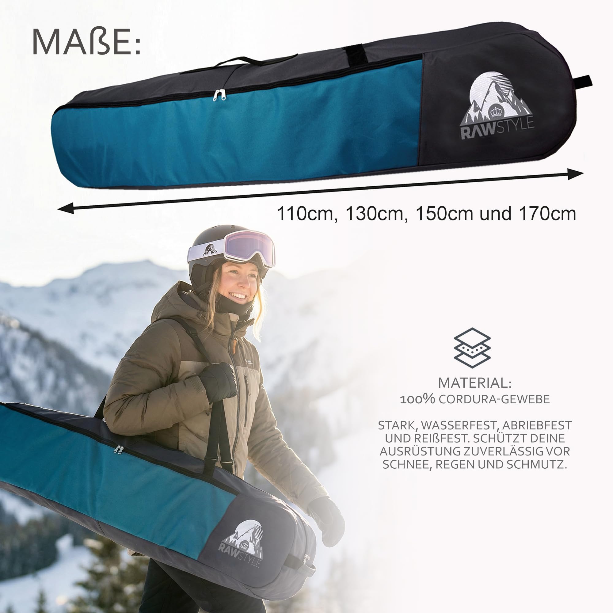 Rawstyle Bolsa para snowboard Bolsa de snowboard Boardbag Bolsa de snowboard Bolsa para snowboard Mochila Modelo 2 (verde oscuro (170 cm))