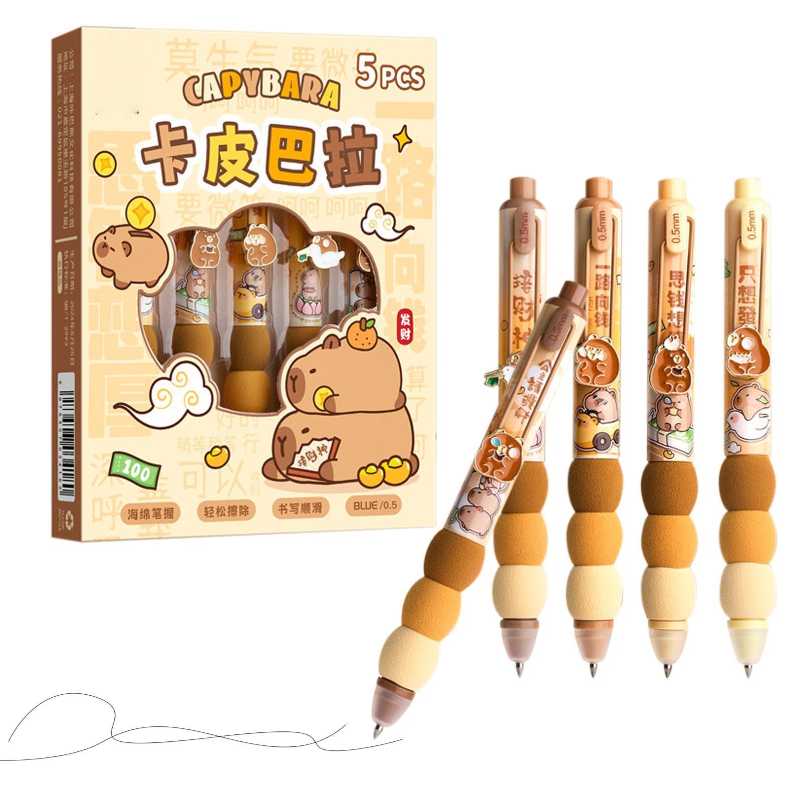 Capybara Schreibwaren-Set – 12 Löschbare Stifte + 4 Lineale, Perfekt Für Schule & Büro
