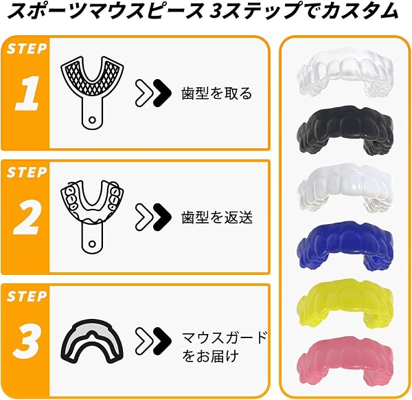 カスタム マウスピース 4mm スポーツ用プロ仕様|マウスガード 格闘技 野球 ラグビー などに最適|衝撃吸収&快適フィット|自宅で簡単に歯型作成|ケース付き|1個入り|6色から選べる - 2