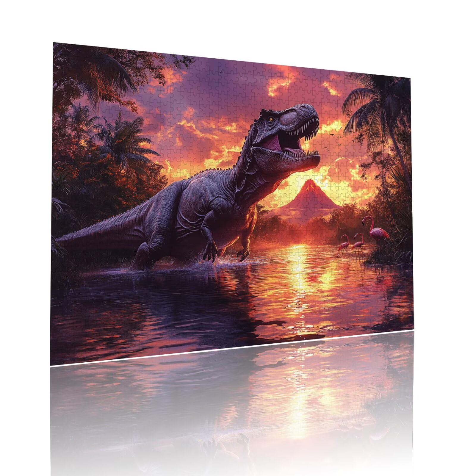 Dinosaurier Puzzle für Erwachsene Kinder Anspruchsvoll 5000 Teile Impossible Klassische Puzzles Schwer Sonnenuntergang ab 8 9 10 Jahre für Mädchen Jungen Jigsaw Kunst Educa Geschenke 105x156cm t-409