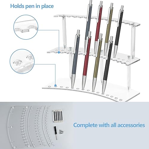 Miniatura 3 de DUYIY Soporte organizador acrílico de 30 ranuras para bolígrafos y brochas de maquillaje, soporte de exhibición desmontable de 2 niveles para