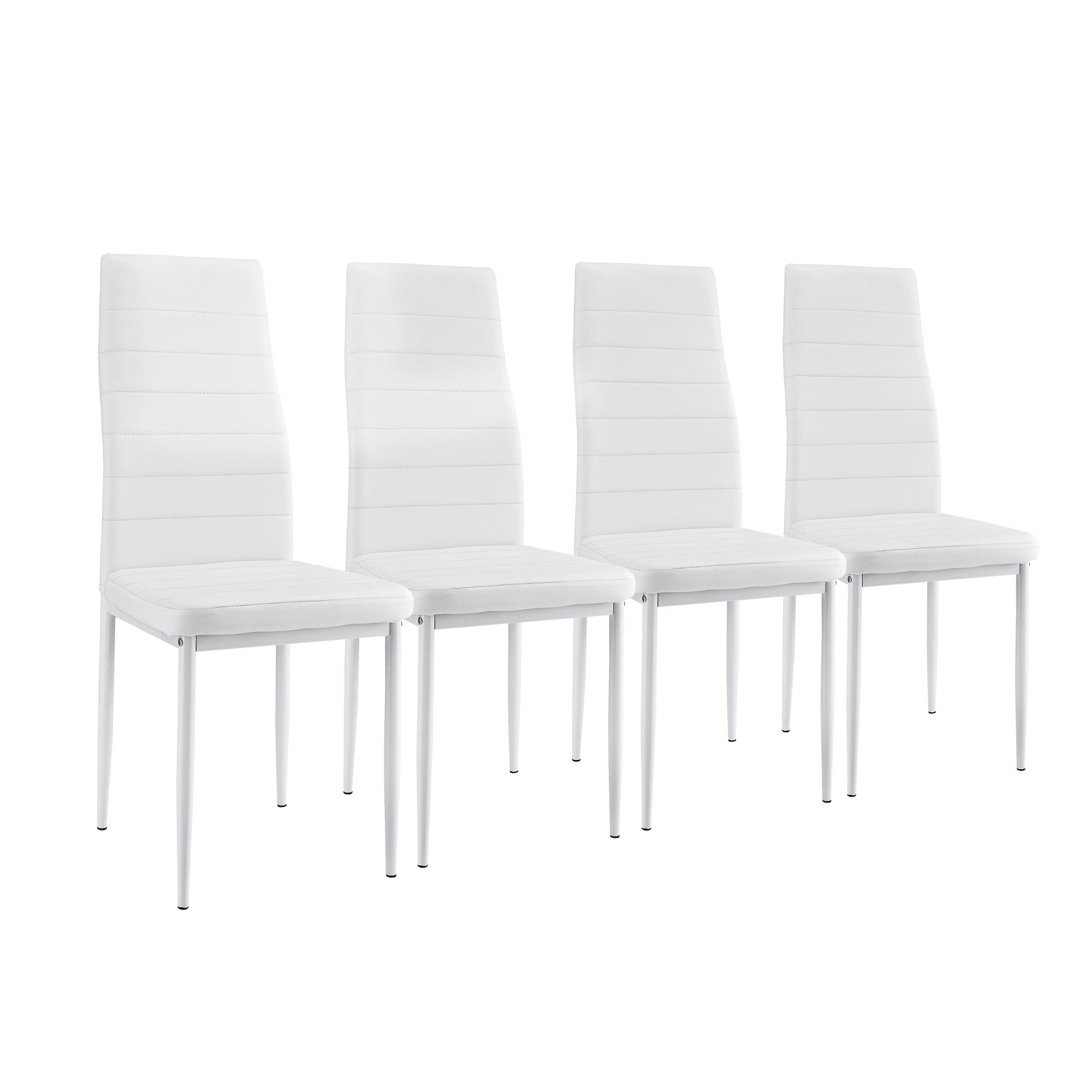 [en.casa] Table de Salle à Manger Blanc 120 x 60 cm avec 4 chaises Blanc
