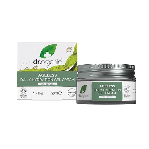 Dr. Organic Ageless - Gel de hidratación diaria con algas marinas, hidratante, tonifica y suaviza la tez, certificado orgánico, sin parabenos ni