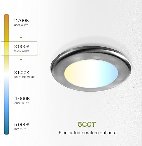 Miniatura 6 de ASD Paquete de 6 luces LED de disco de 4 pulgadas, 10 W 5CCT 2700K-5000K 685LM CRI90+, lámpara de techo regulable de montaje empotrado, disco de