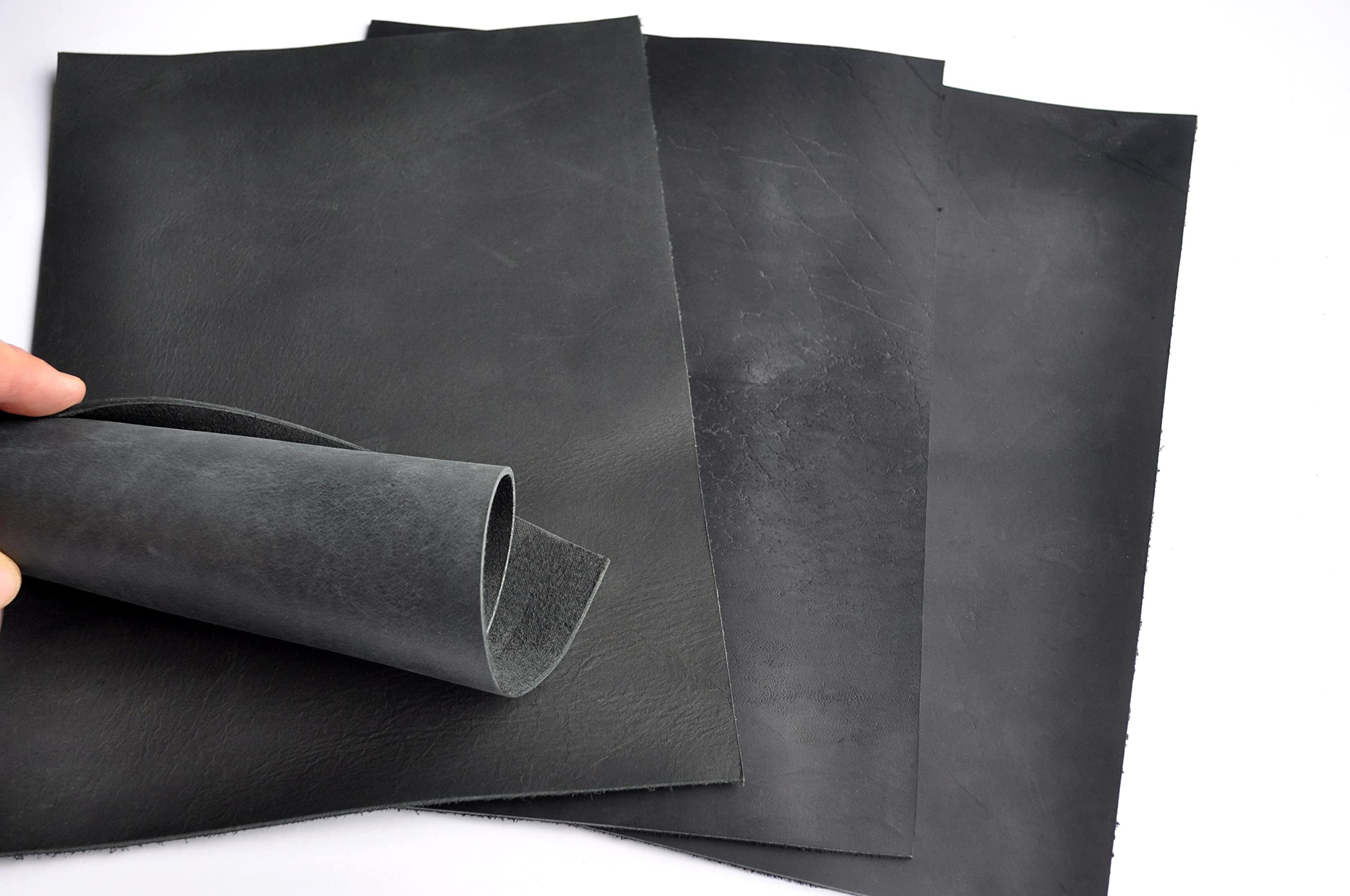 HAPPER STUDIO Cowhide Leather 1.7mm Thickness Pull-Up Crazy Horse Leather Genuine Leather Sheets for Crafts. (3, Black, A4 (210x297mm)) - Image 3