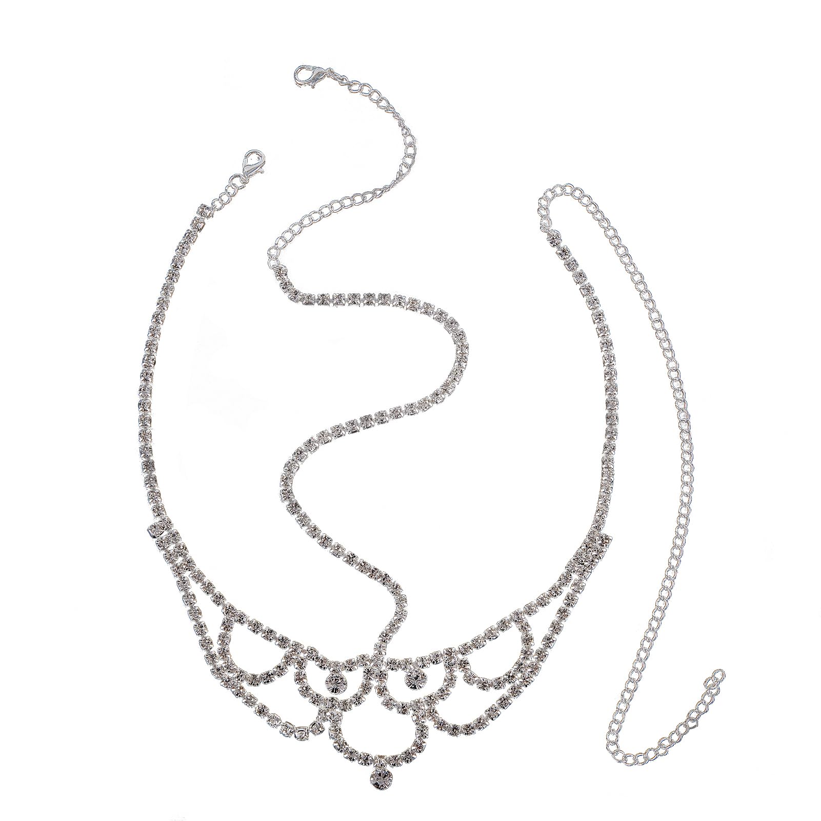 NICENEEDED Tassel Crystal Head Chains, Chip Rhinestone Hair Chain Headpiece, Boho Bridal Wedding Glitter Pendant Forehead Headpiece Costume Jewellery for Prom Party Art Deco