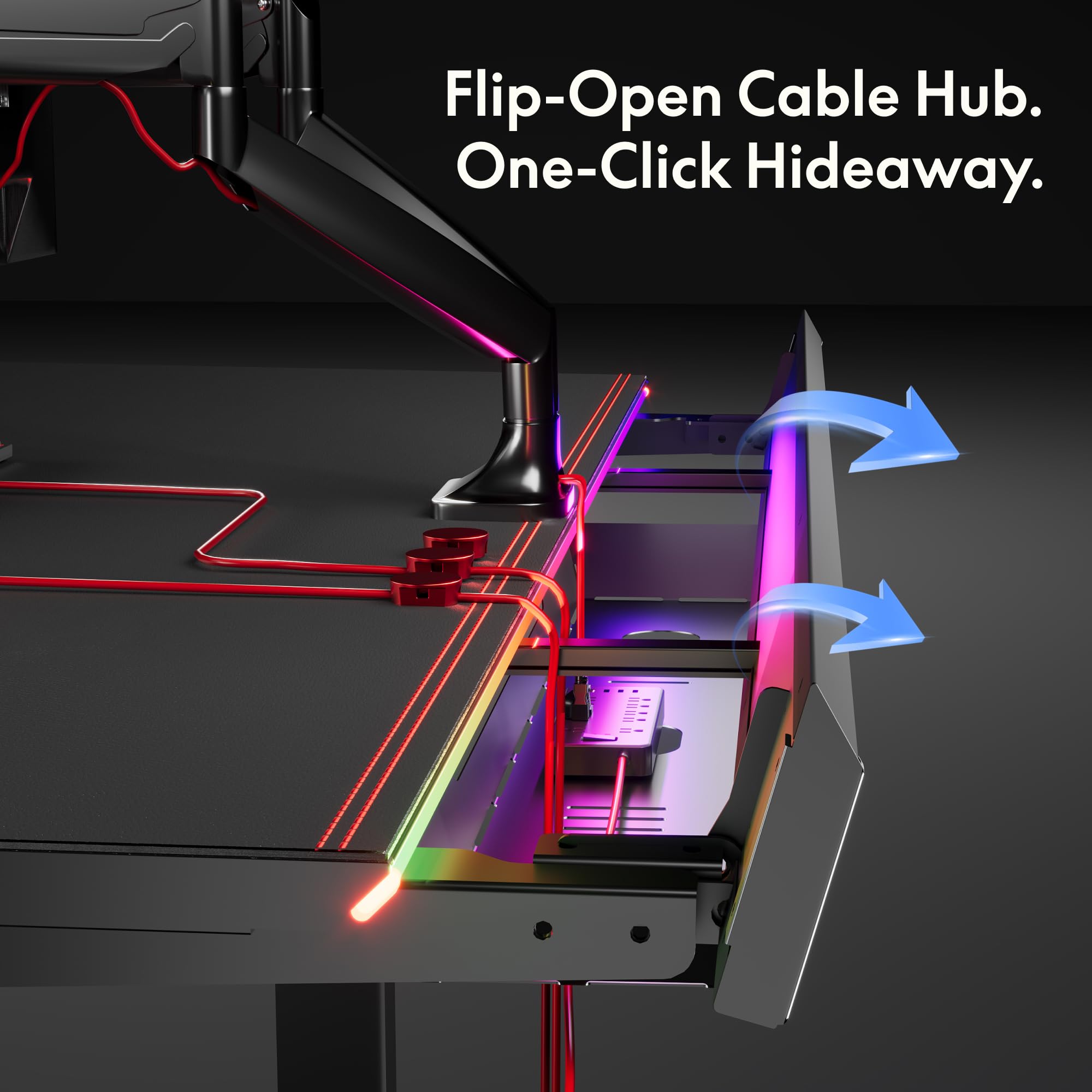 FLEXISPOT Electric RGB Gaming Standing Desk 55 Dual Motor Height Adjustable Desk with Integrated Cable Management Ergonomic Sit-Stand — view 5