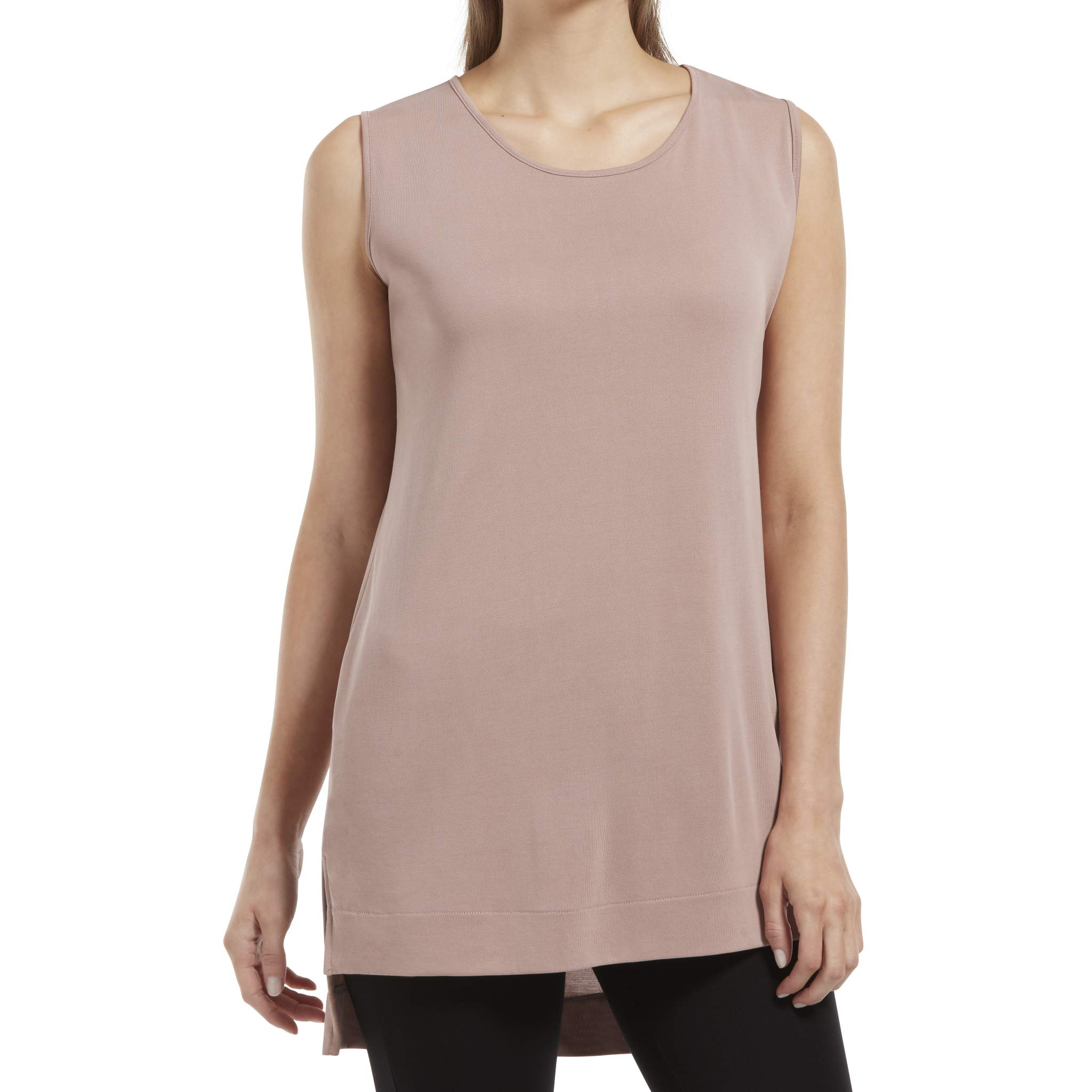 HUEWomen's Hi-Low Hem Sleeveless Long Tunic Top