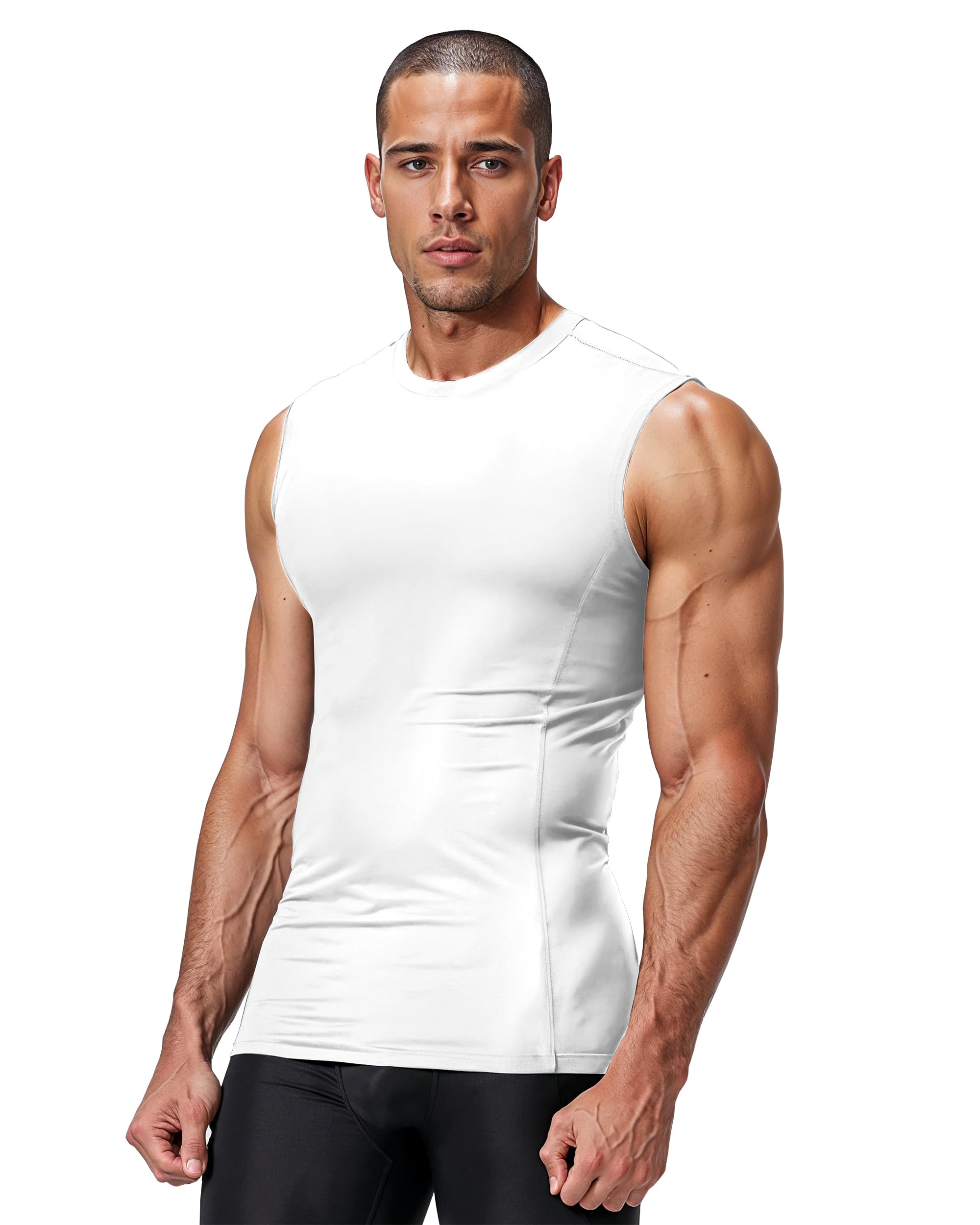 DRSKIN Paquete de 4, 3, 2 camisetas de compresión sin mangas para hombre, camiseta deportiva atlética, entrenamiento, correr, capa base activa