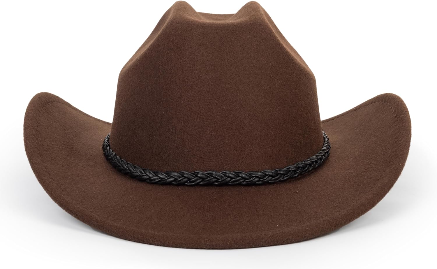 Classic-Western-Cowboy-Hat Upturn-Brim Felt-Cowgirl-Hat Rodeo-Hats with Belt for Women Men (Fit for 22.4-23.2") - Image 2