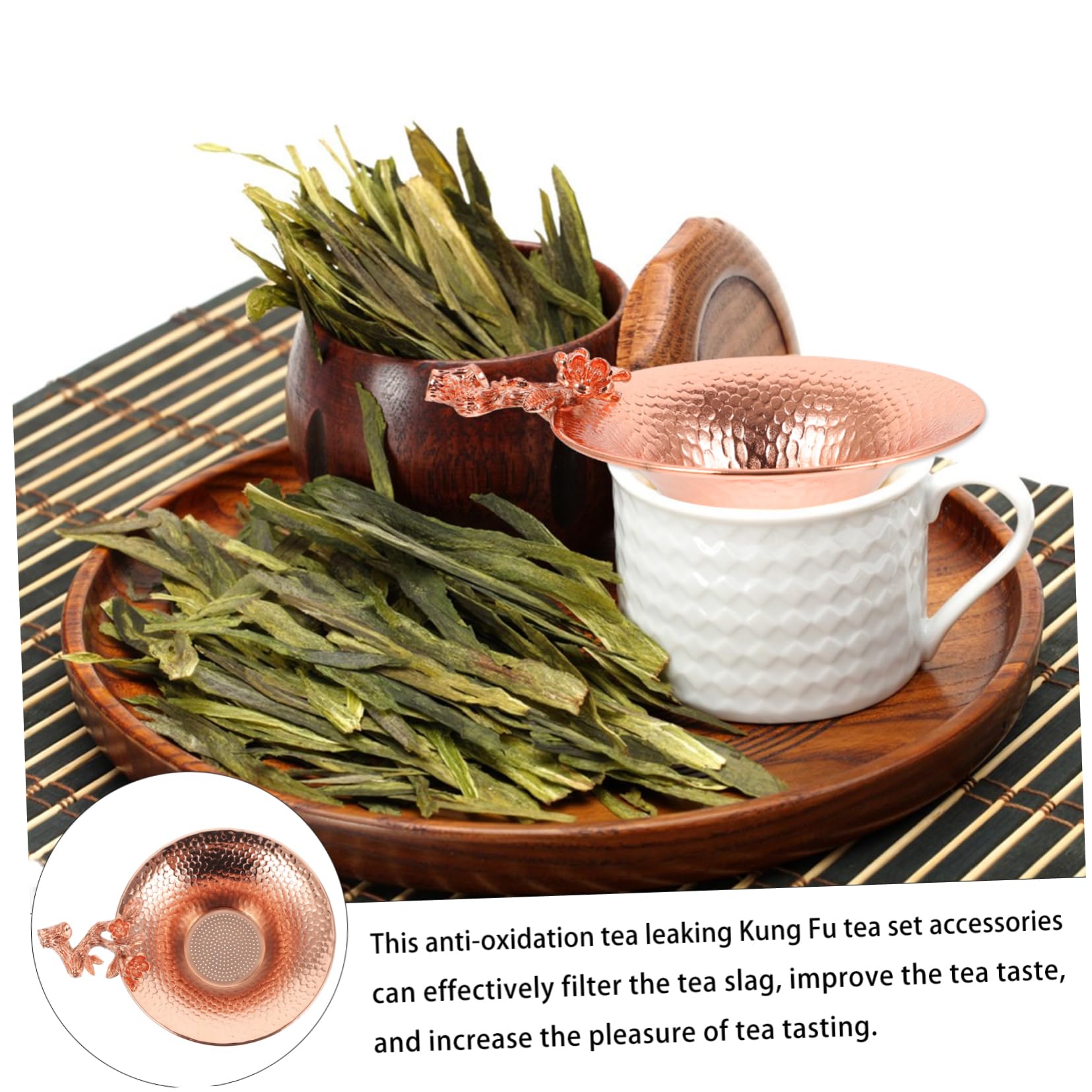 Amosfun 3 Piezas fuga de té infusor te infusionador de te tea set filtros de te colador de te coladores de té coladores de alimentos Infusor de té colador de té elegante cobre Golden