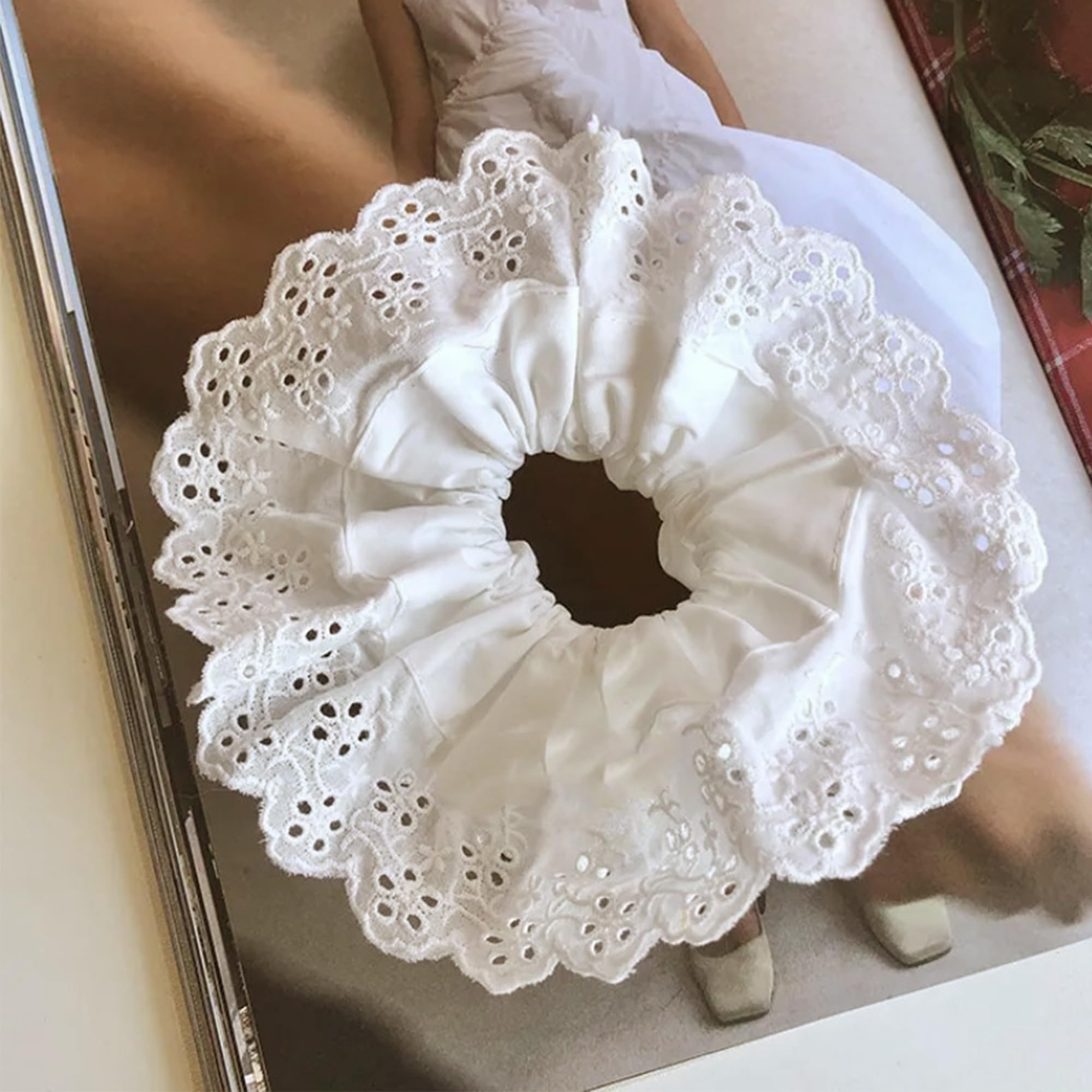 Amazon.com : White Scrunchie, Extra Large Lace Scrunchies for
