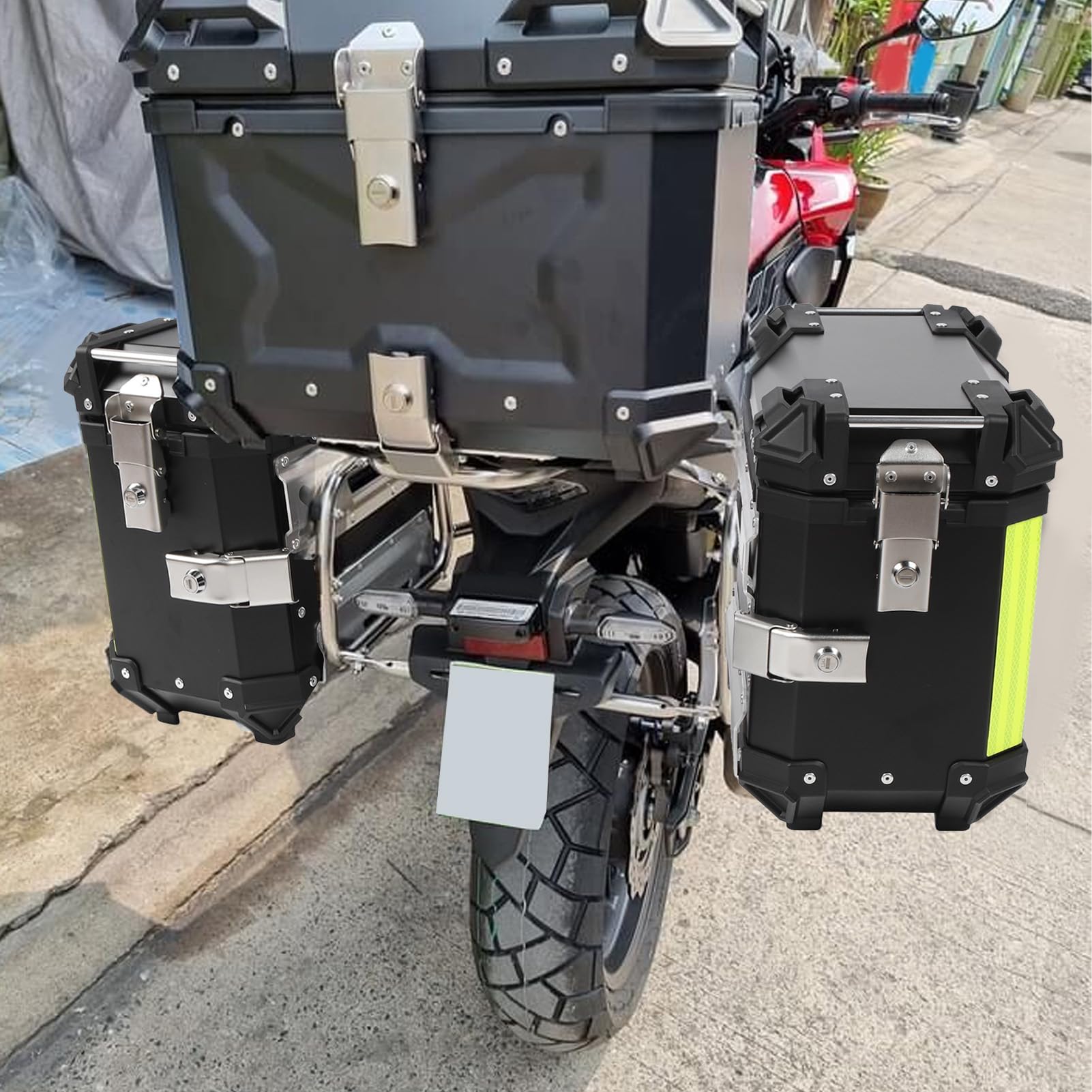 ZJchao Borsa Laterale Rigida per Moto in Alluminio da 28 Litri con Serratura e Maniglia, Borsa Portaoggetti Posteriore Impermeabile per Uso Turistico e Pendolare (BLACK)