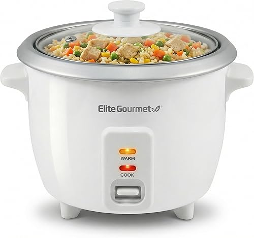 Elite Gourmet ERC-003X - Arrocera eléctrica con mantenimiento automático del calor, hace sopas, guisos, granos, cereales calientes, 6 tazas cocidas