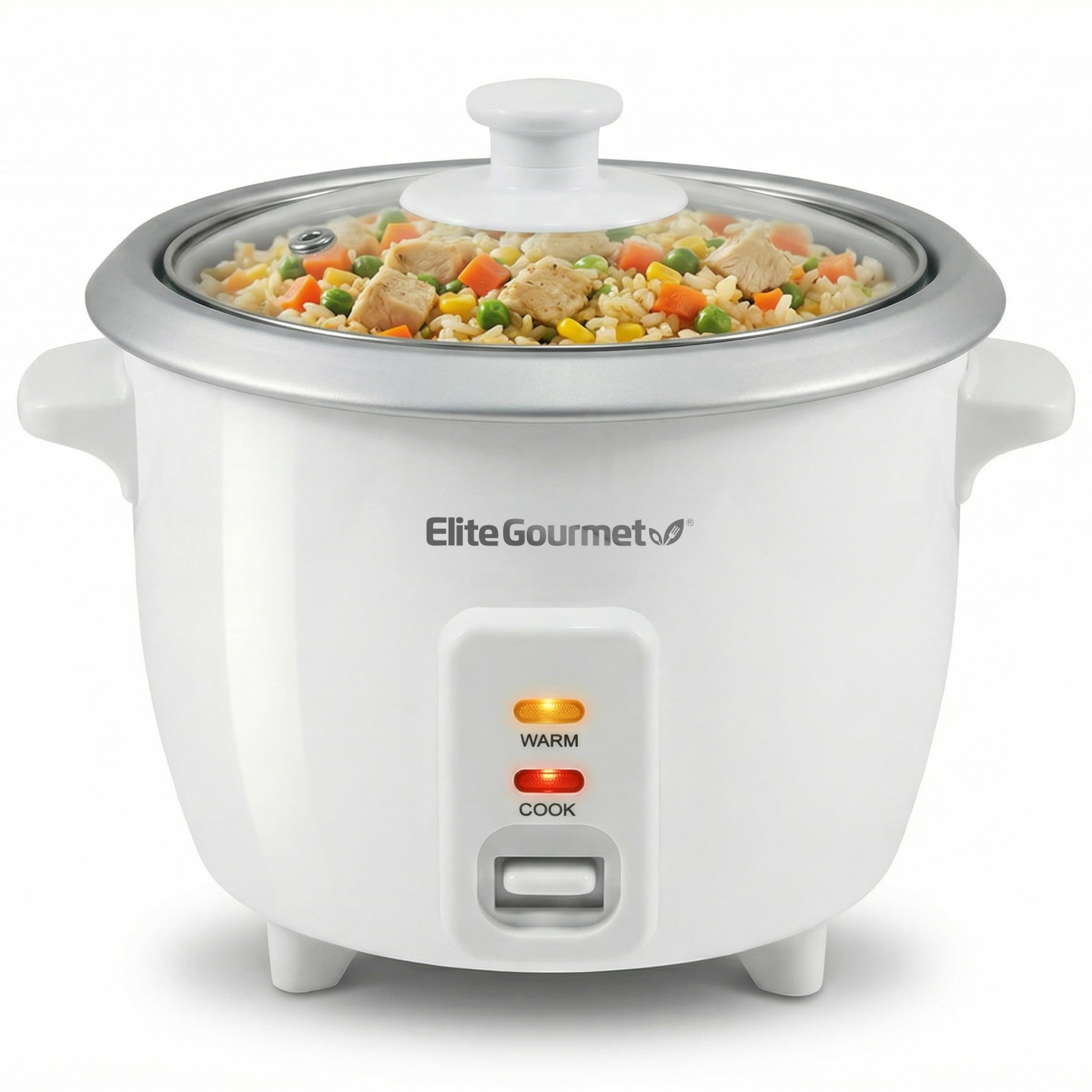 Photo 1 of Elite Gourmet ERC-003X Electric Rice Cooker with Automatic Keep Warm Makes Soups, Stews, Grains, Hot Cereals, 6 Cups Cooked (3 Cups Uncooked), White