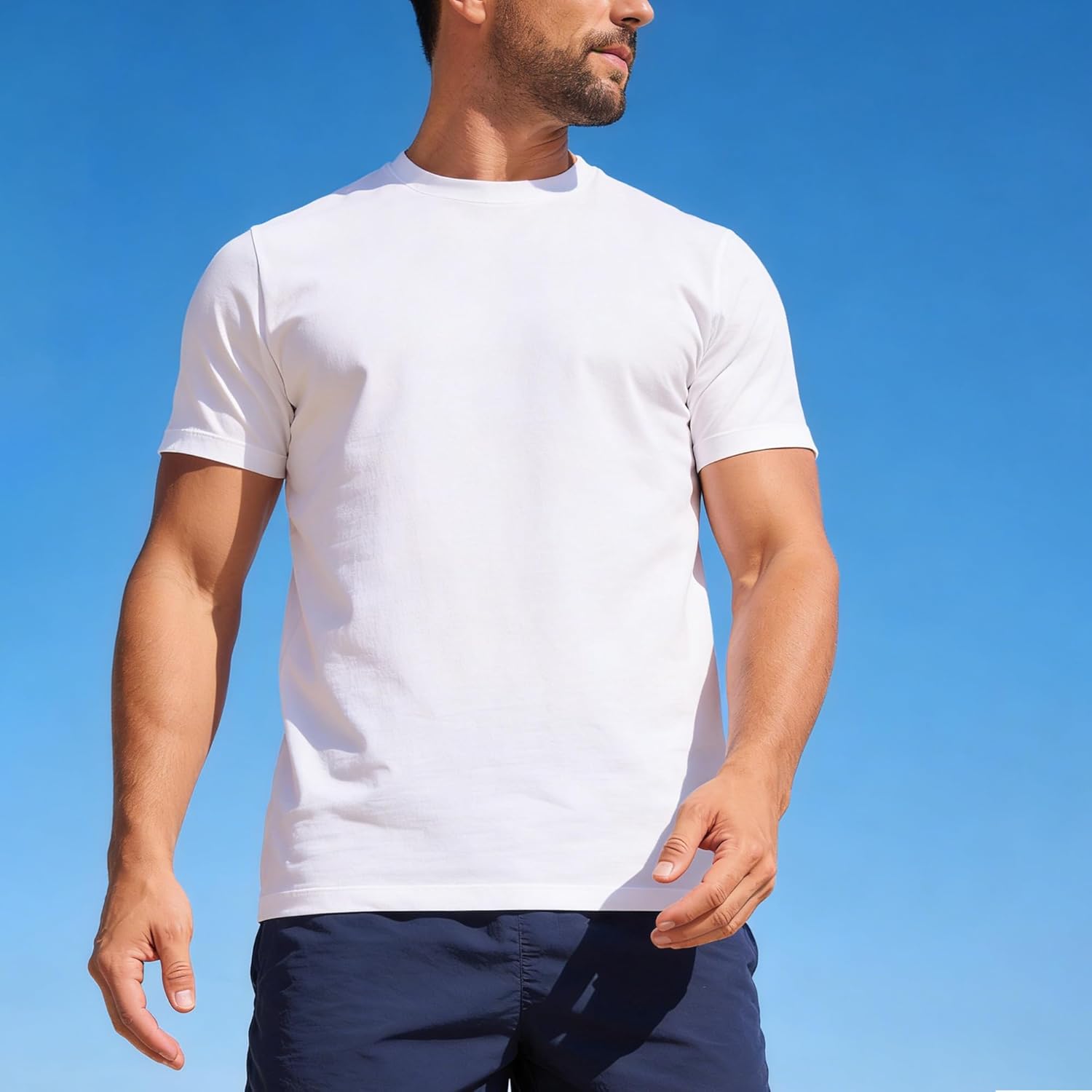 3 Pack Men's Quick Dry Short Sleeve Crew Neck T-Shirt Breathable Moisture-Wicking Fitness Sports Shirt