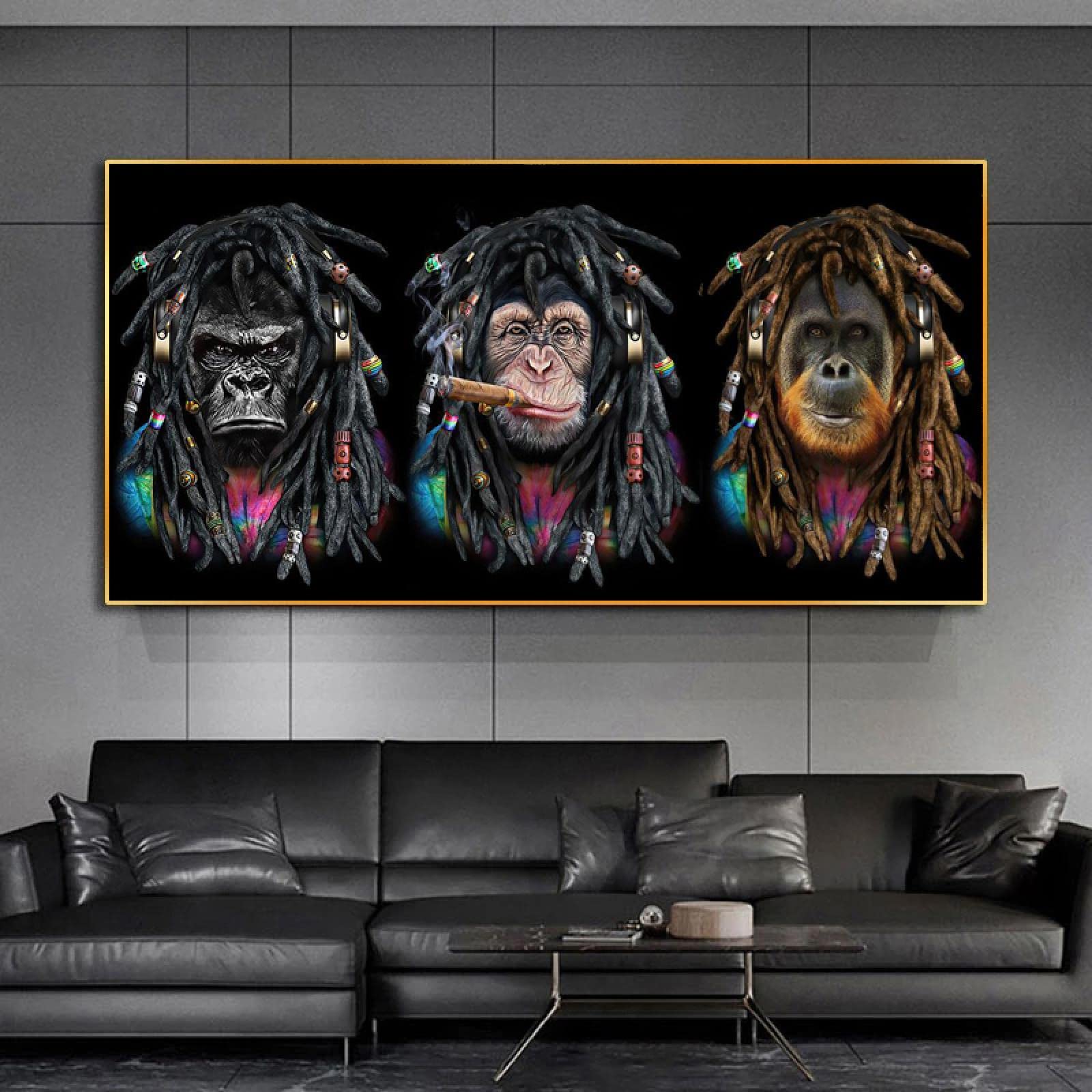 Tableau singe fumer grand format pour masquer un mur vide avec style - 8