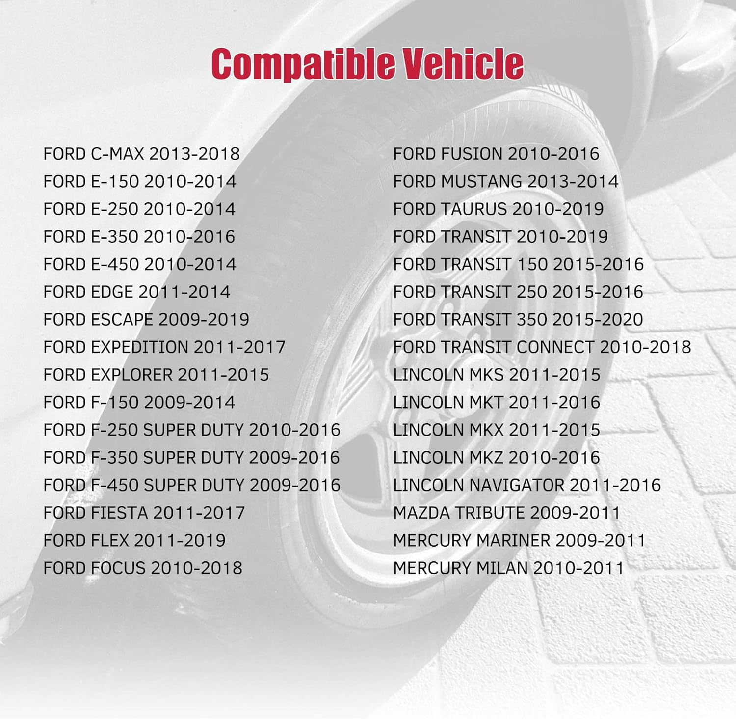 TPMS Sensor Tire Pressure Sensor TPMS12 315MHz Compatible with Ford F150 F250 F350 Explorer Super Duty Escape Fusion Mustang Lincoln, Replaces# DE8T-1A180-AA 9L3Z-1A189-A, Set of 4