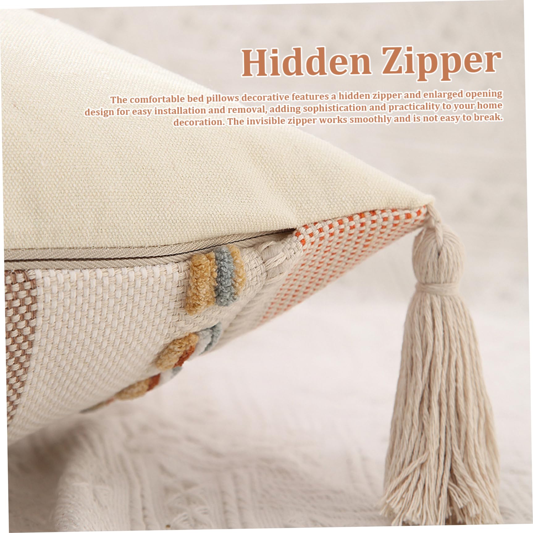 Federe per cuscini Boho 2 pezzi – Federe per cuscini a righe con struttura quadrata con nappe per arredamento del divano letto/18x18 pollici