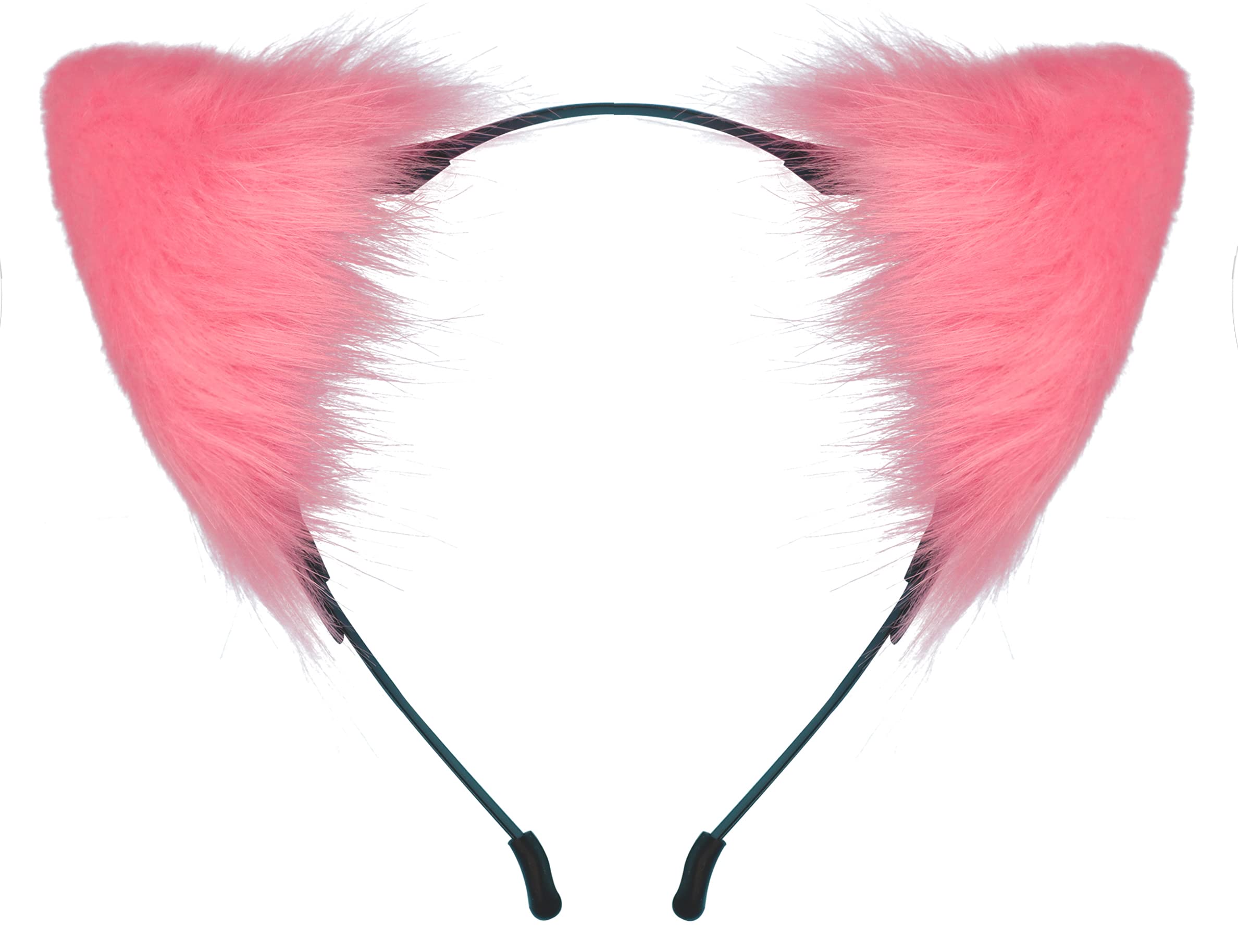 QinRuan Cat Fox Faux Fur Ears Headband Cute Halloween Fancy Dress Cosplay Handmade Animal Furry Ears Hair Hoop: Zpink