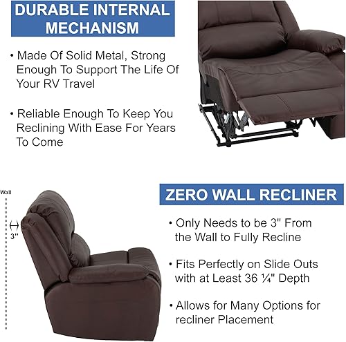 Miniatura 12 de RecPro Charles Collection sofá doble de 67 pulgadas con respaldo reclinable para caravana o cámper, mueble, sillón doble