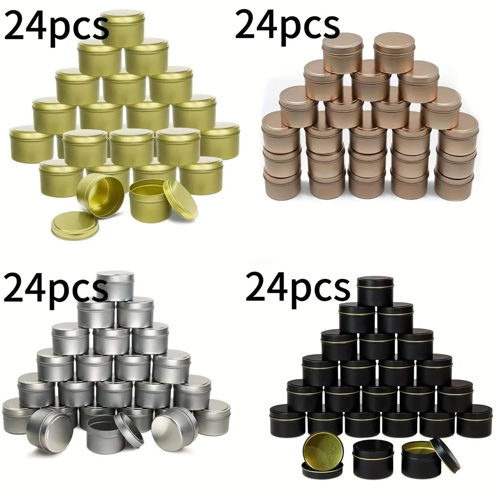Metalowe puszki na świece | Wielokolorowe 12/24 szt. do wyrobu i przechowywania świec(24 Pcs Silver)