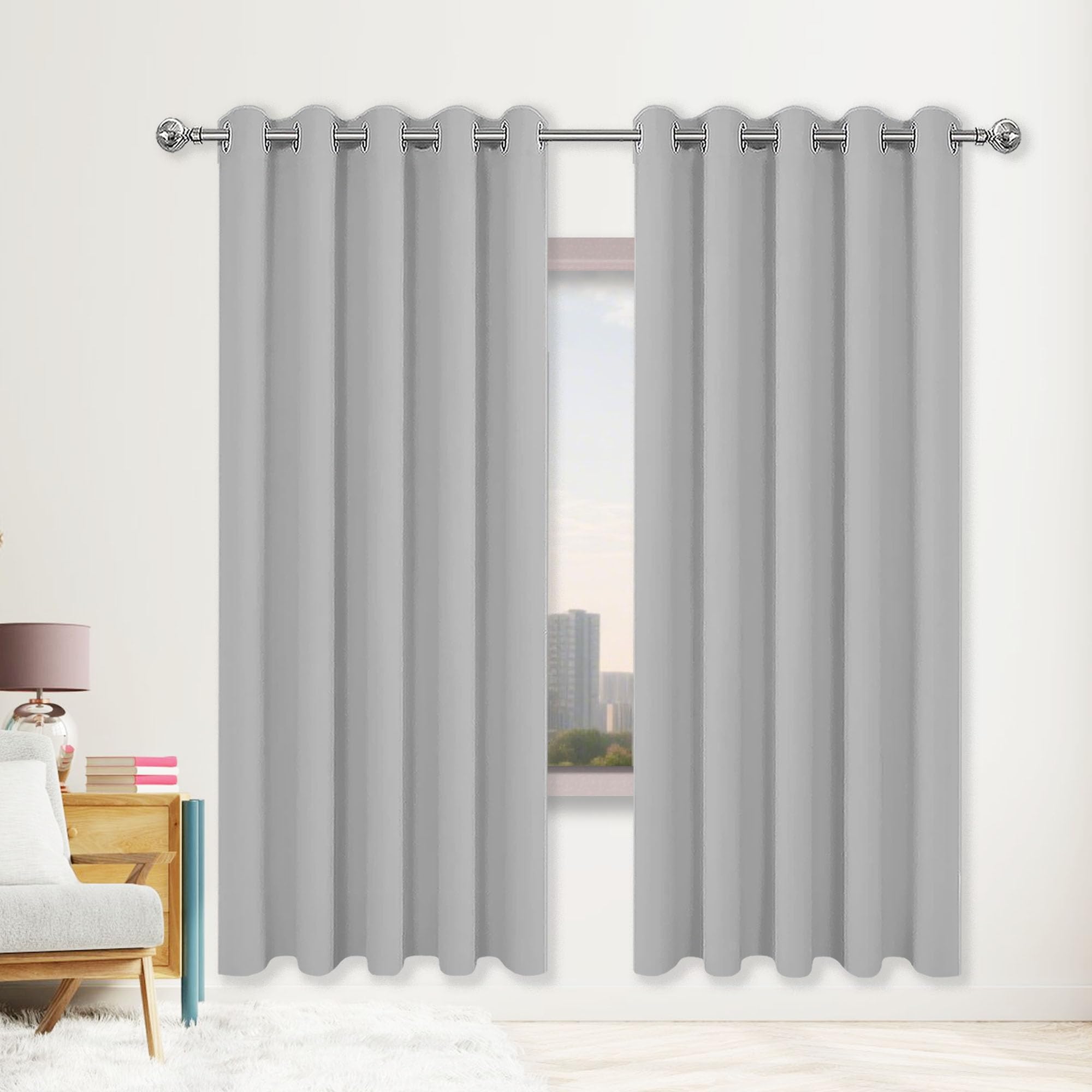 Rideaux design moderne haut de gamme occultants gris en polyester 320x225