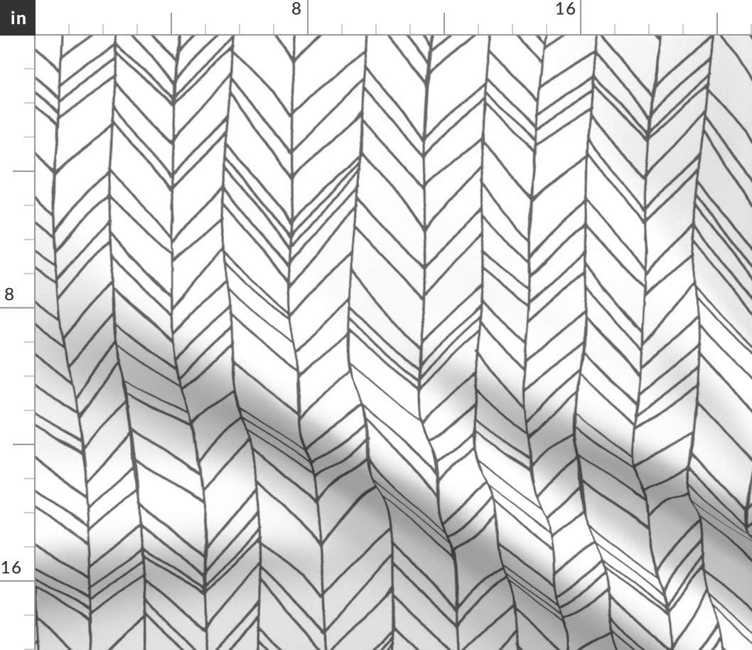 Spoonflower Fabric - Large Chevron Modern Feather Geometric White Gray Herringbone Printed on Petal Signature Cotton Fabric Fat Quarter - Sewing Quilting Apparel Crafts Decor