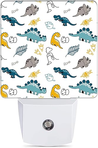 Jopowide Luz nocturna de dinosaurio, divertidas luces nocturnas de dinosaurios enchufables en la decoración de pared para dormitorio, baño, pasillo,