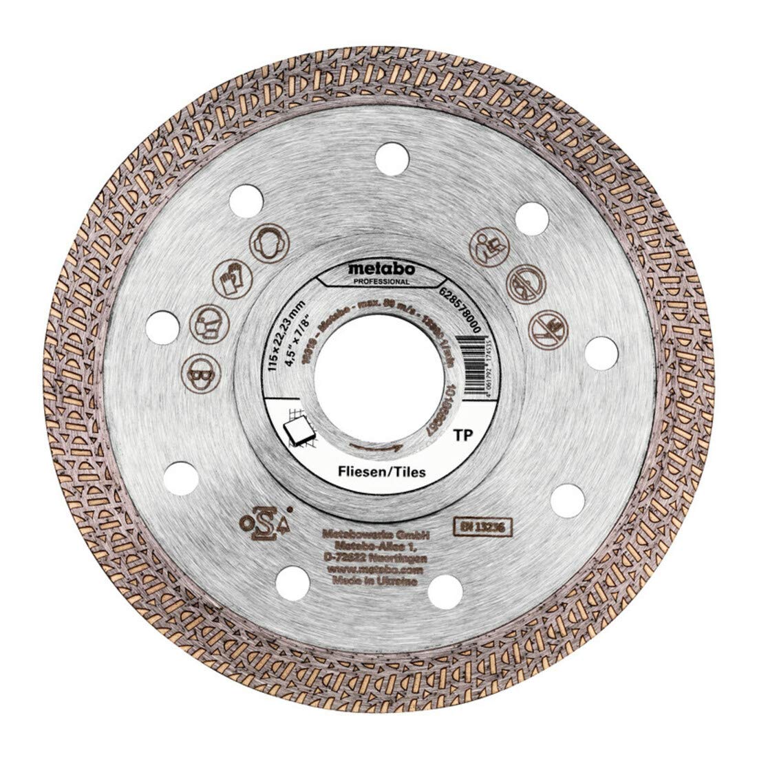 Disco de cortar de diamante 115x22,23mm, "TP", azulejos "professional" (628578000)