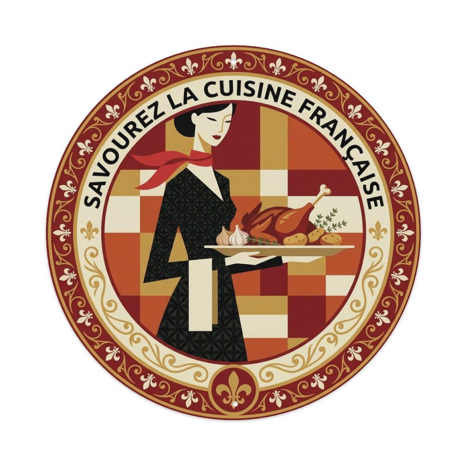 Duck Confit French Cuisine Travel Food Border Frame Metal Tin Sign
