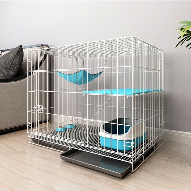 Foto 4 de 7 de Jaula Para Gatos De 2 Niveles, Jaula Trampa Gatos Interiores Y Exteriores De Metal, Para Gatos, Hurones