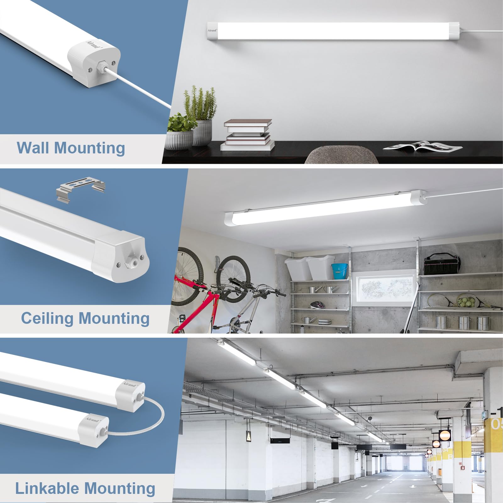 Lamp voor vochtige ruimtes, led, 120 cm, kelderlamp, 36 W, koppelbaar, werkplaatsplafondlamp, IP66 waterdicht, werkplaatslamp, 3600 lumen, kelderlamp, lamp voor vochtige ruimtes, 5000 K koudwit, lamp