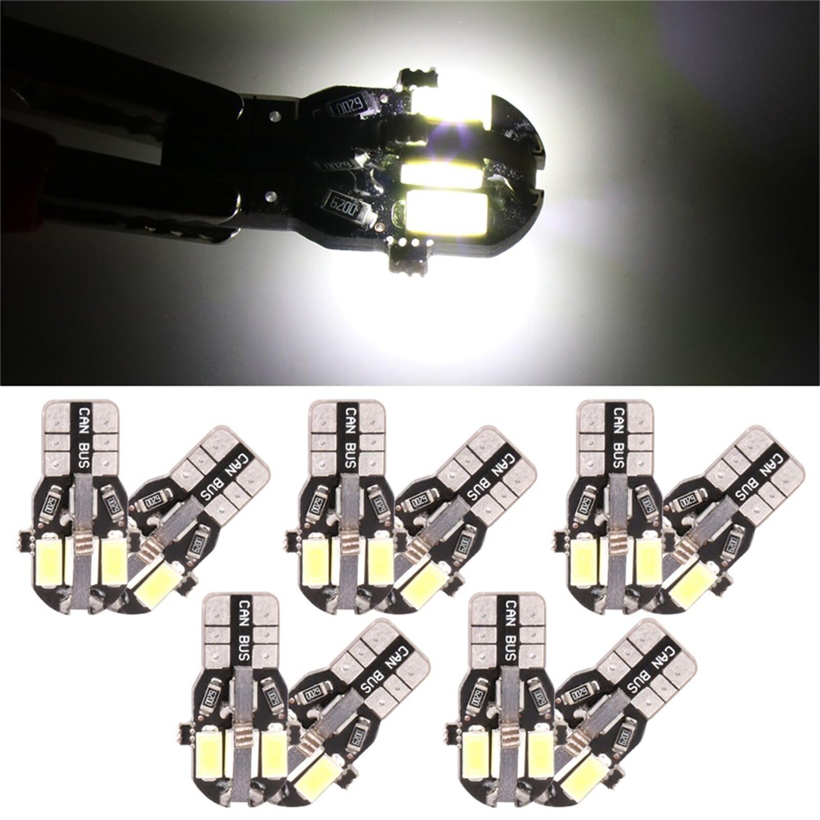 LBRST 10x T10 8-5730-SMD White Interior Dome Map Door Courtesy License Plate Lights Instrument Cluster Dash Panel Lights 168