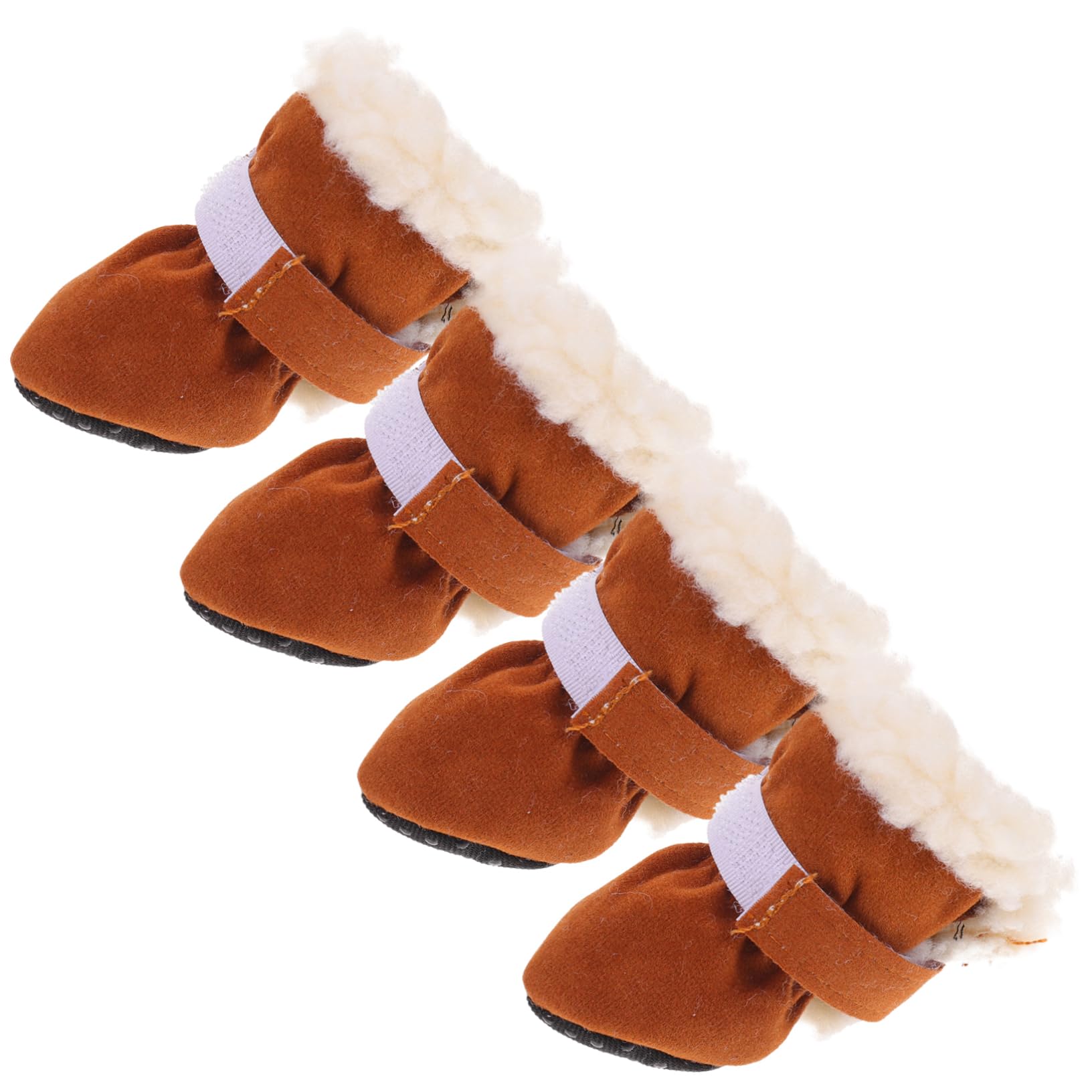 SUPVOX Velvet Warm Pet Foot Covers 4pcs Dog Booties for Small Medium Dogs Ice Snowproof Non-Slip Sole
