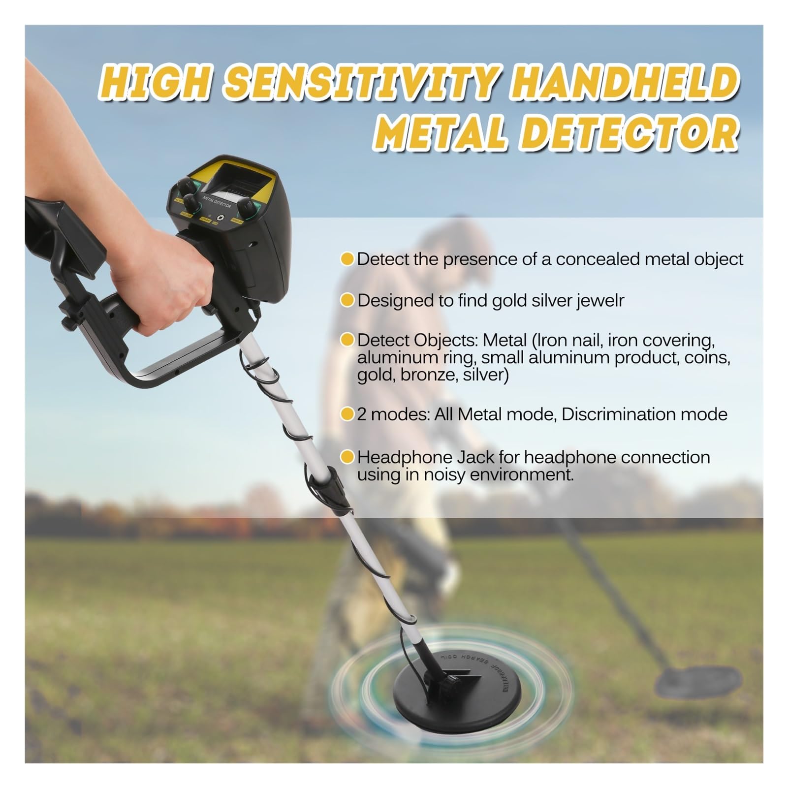 Wykrywacz metalu, Wykrywacz metali MD-4030 Wysoka czułość Outdoor Gold Digger Z wyświetlaczem LCD Wodoodporna cewka dla początkujących dzieci(4)