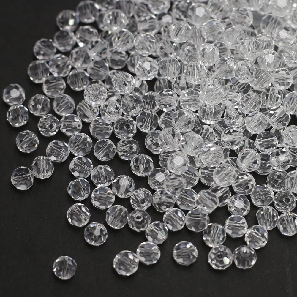 ZHFMLY Faceted Crystal Glass Spacer Loose Beads Transparent Rondelle Beads with Plastic Storage Box Jewelry Making Kits for DIY Jewelry Crafts Making (1000PCS 6mm Beads)